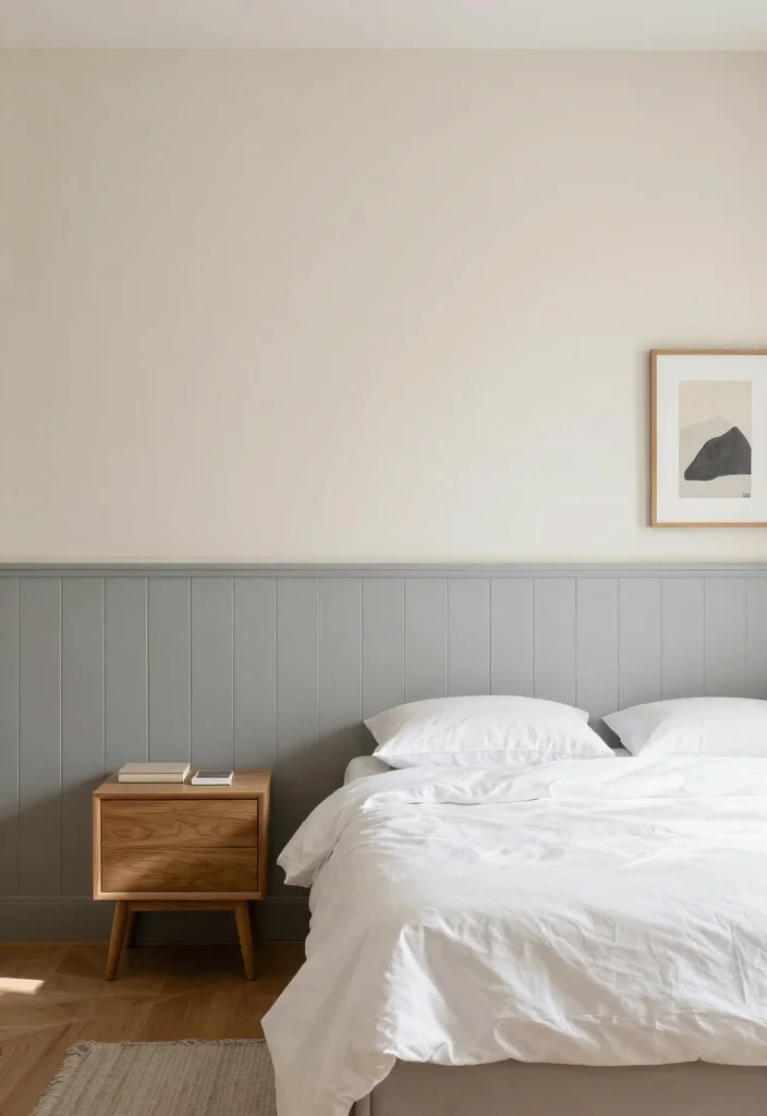 15 Beadboard Half Wall Bedroom Ideas for a Classic Cozy Touch - 4. Two-Tone Beadboard 1