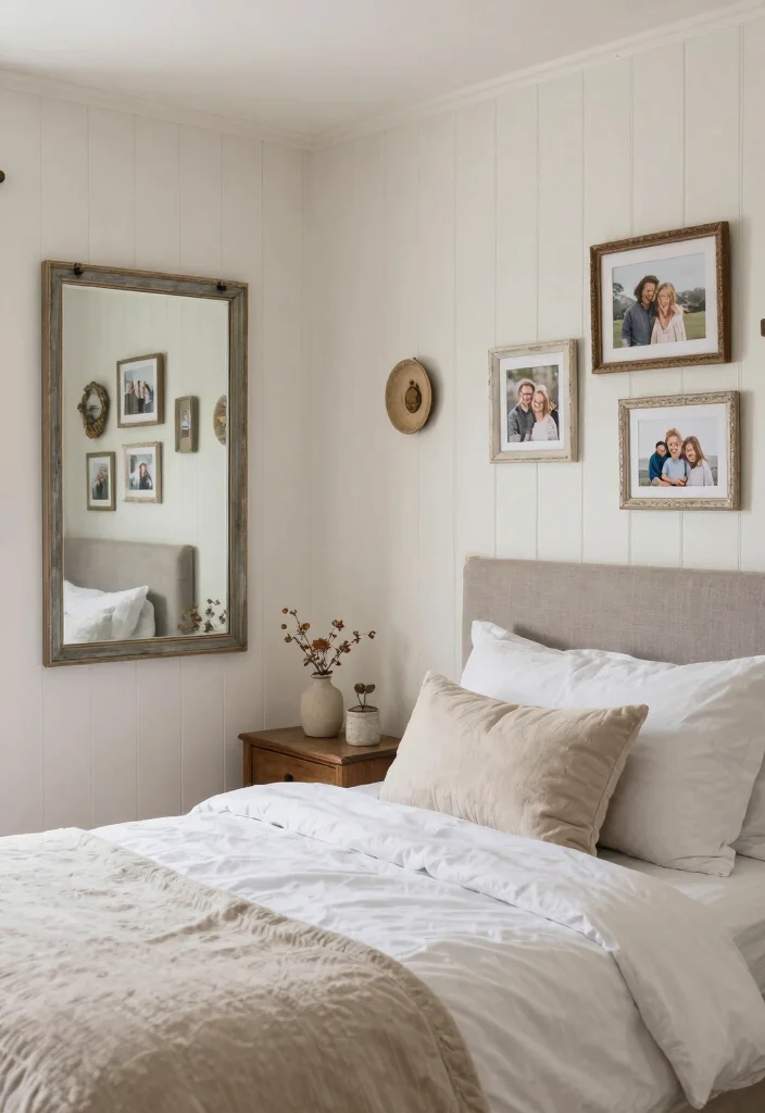 15 Beadboard Half Wall Bedroom Ideas for a Classic Cozy Touch - 8. Farmhouse Chic with Décor 1