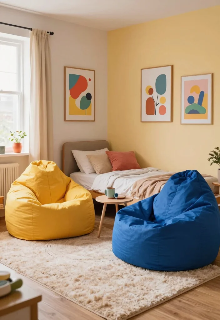 15 Bedroom Sofa Ideas for Small Spaces: Functional Comfort - 11. Bean Bag Chairs 1