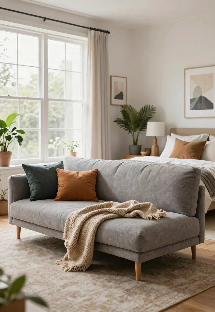 15 Bedroom Sofa Ideas for Small Spaces: Functional Comfort - 8. Futon Flexibility 1