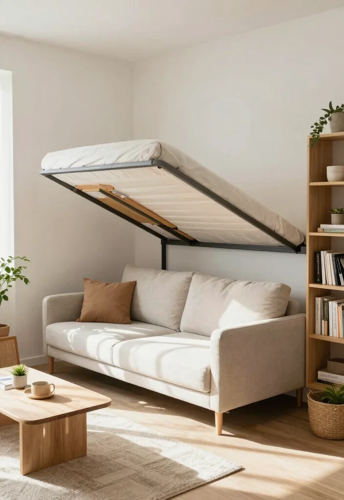 15 Bedroom Sofa Ideas for Small Spaces: Functional Comfort - 9. Murphy Beds with Sofas 1