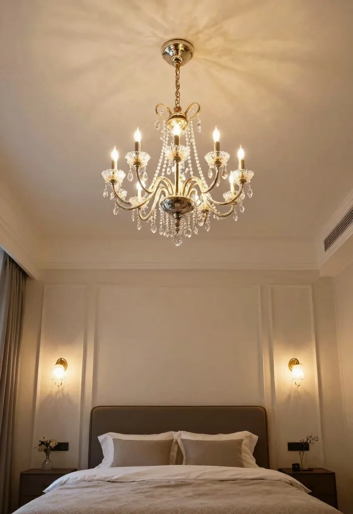 15 Bedroom With Vaulted Ceiling Ideas for an Airy Grand Feel - 13. Statement Lighting 1