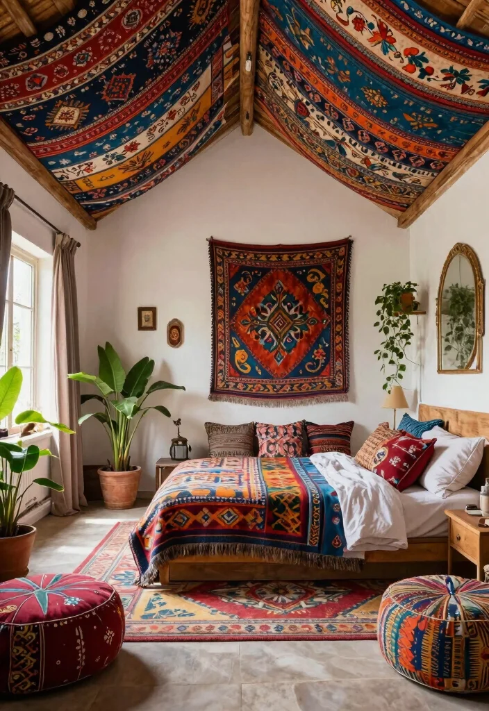 15 Bedroom With Vaulted Ceiling Ideas for an Airy Grand Feel - 5. Bohemian Vibes 1