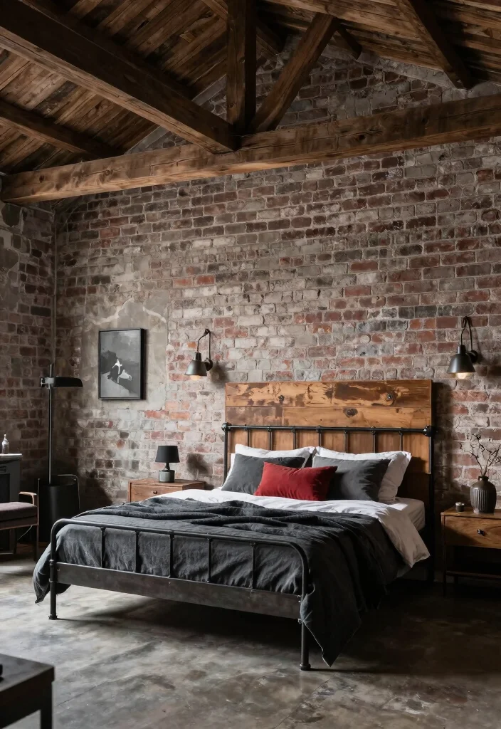 15 Bedroom With Vaulted Ceiling Ideas for an Airy Grand Feel - 6. Industrial Chic 1