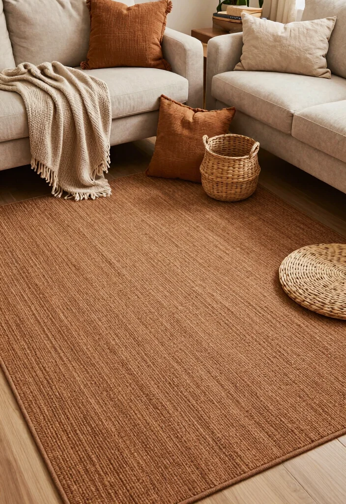 15 Brown Rug Living Room Ideas: Cozy Neutral Base - 13. Textured Layers 1