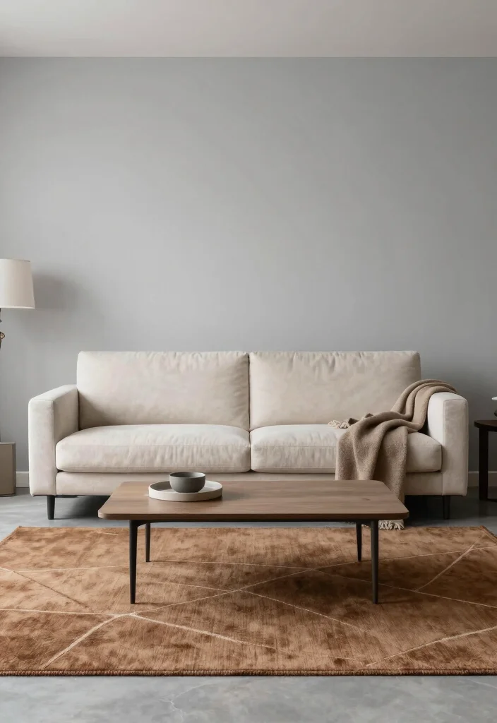 15 Brown Rug Living Room Ideas: Cozy Neutral Base - 2. Minimalist Charm 1