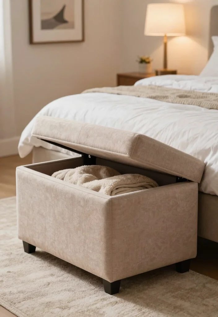 15 Cabinet for Small Bedroom Ideas: Compact Smart Storage - 5. Storage Ottomans 1