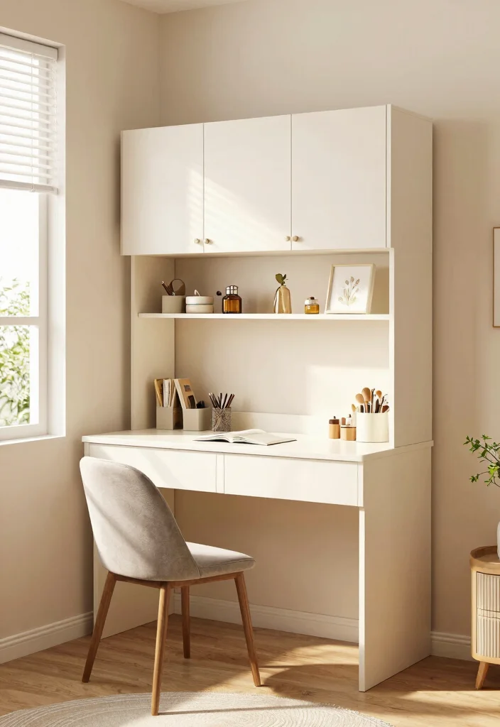 15 Cabinet for Small Bedroom Ideas: Compact Smart Storage - 8. Compact Desk with Cabinet Features 1