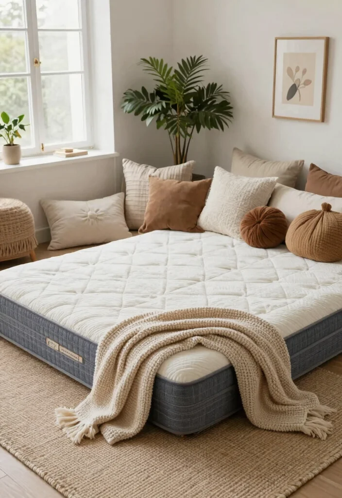15 Floor Mattress Bedroom Ideas for a Minimal, Relaxed Style - 1. Layered Textures for Depth 1