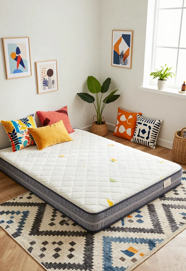 15 Floor Mattress Bedroom Ideas for a Minimal, Relaxed Style - 5. Playful Patterns and Prints 1