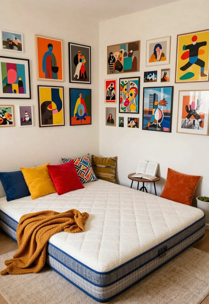 15 Floor Mattress Bedroom Ideas for a Minimal, Relaxed Style - 9. Personal Touches and Artwork 1