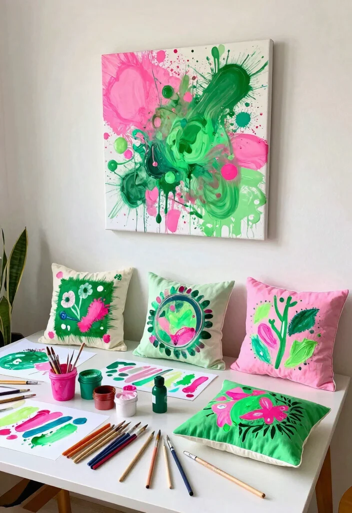 15 Green and Pink Bedroom Ideas Fresh Youthful Vibes - 10. DIY Green and Pink Decor Projects 1