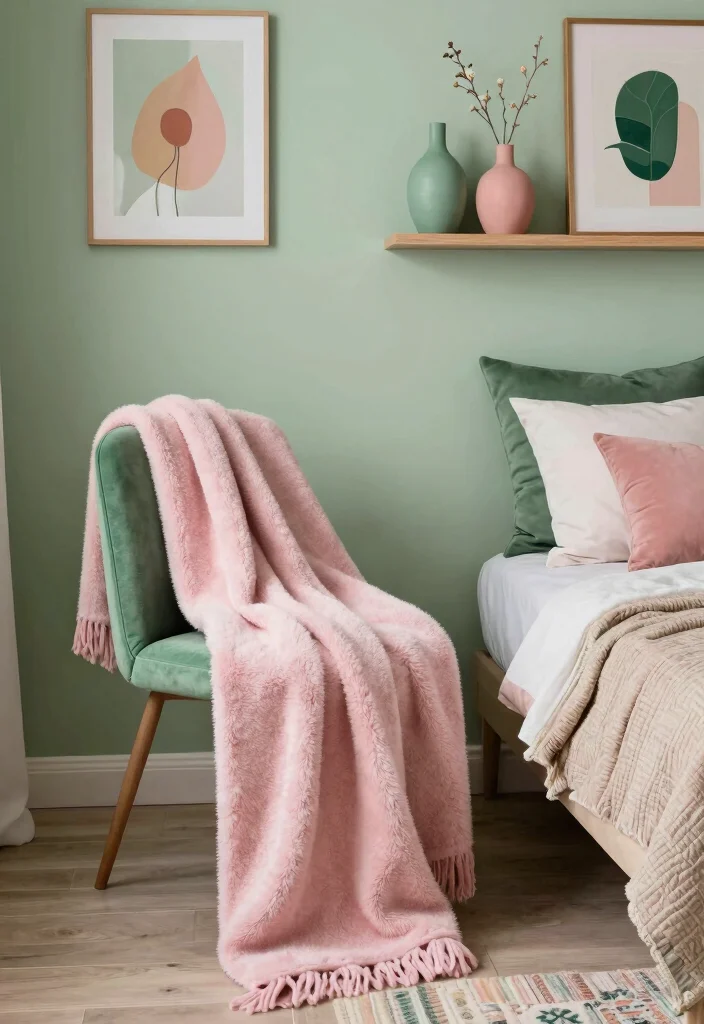 15 Green and Pink Bedroom Ideas Fresh Youthful Vibes - 14. Green and Pink Accessories 1