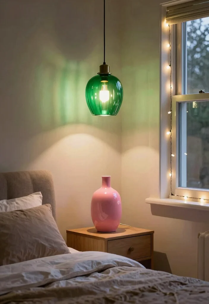 15 Green and Pink Bedroom Ideas Fresh Youthful Vibes - 7. Green and Pink Lighting Fixtures 1