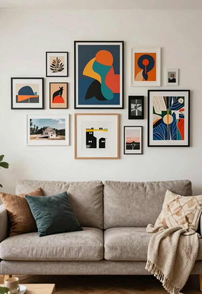 15 IKEA Uppland Sofa Living Room Ideas: Budget-Friendly Style - 11. Wall Art Wonders 1