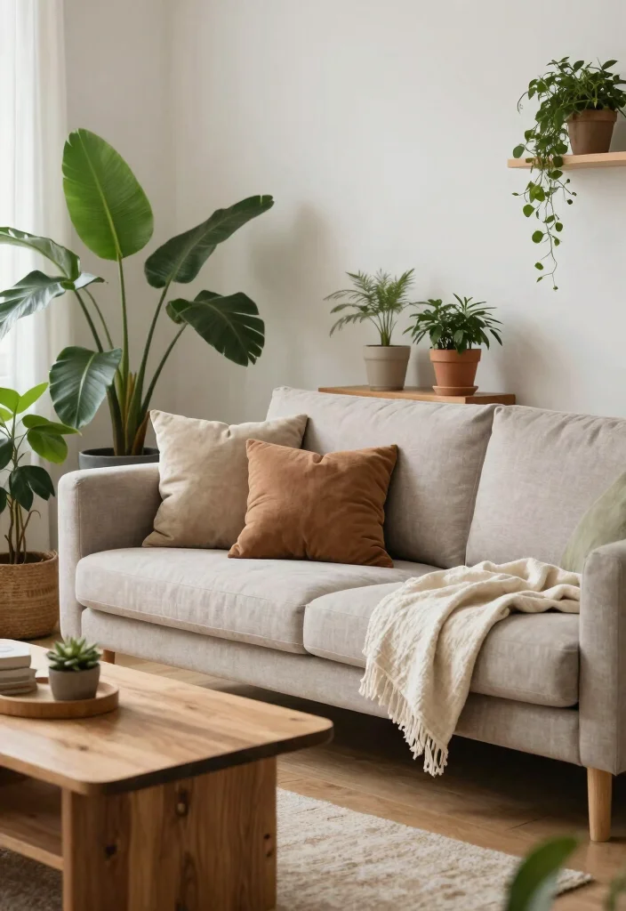 15 IKEA Uppland Sofa Living Room Ideas: Budget-Friendly Style - 9. Nature-Inspired Decor 1