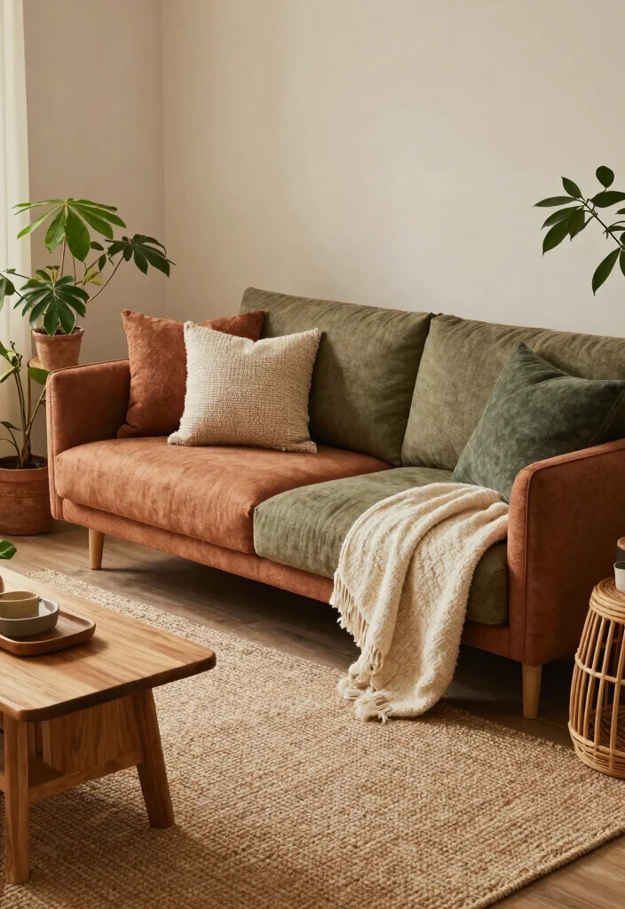 15 Living Room Sofa Set Ideas for Coordinated Comfort - 3. Earthy Tones and Textures 1