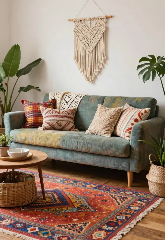 15 Living Room Sofa Set Ideas for Coordinated Comfort - 5. Boho Chic Vibes 1