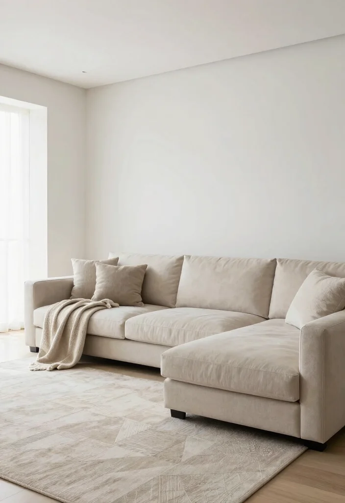 15 Living Room Sofa Set Ideas for Coordinated Comfort - 9. Minimalist Sectional Magic 1