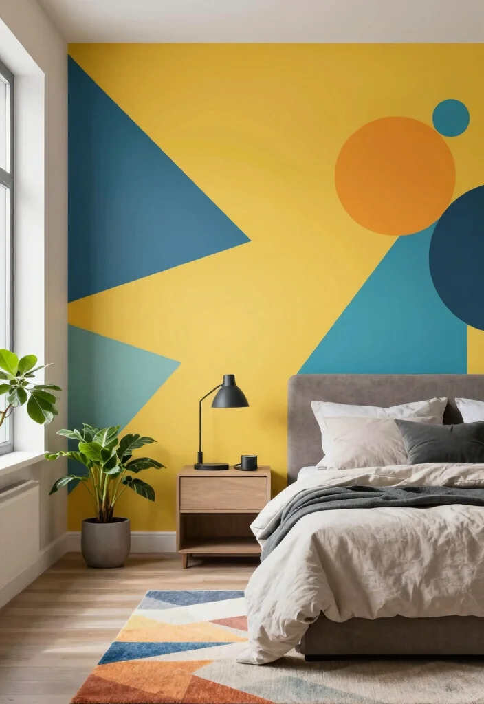 15 One Wall Wallpaper Bedroom Ideas: Patterned Visual Interest - 1. Striking Geometric Patterns 1