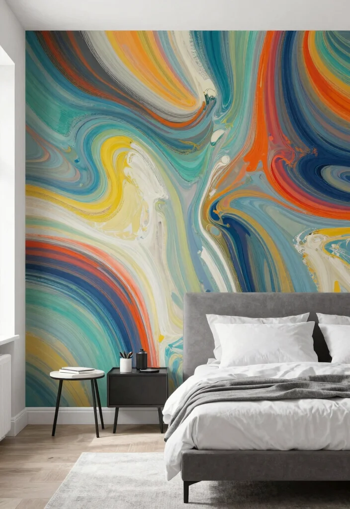 15 One Wall Wallpaper Bedroom Ideas: Patterned Visual Interest - 13. Modern Abstract Designs 1
