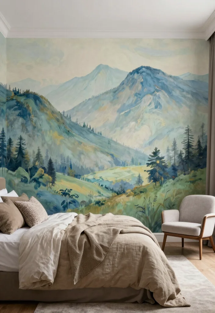15 One Wall Wallpaper Bedroom Ideas: Patterned Visual Interest - 8. Artistic Murals 1