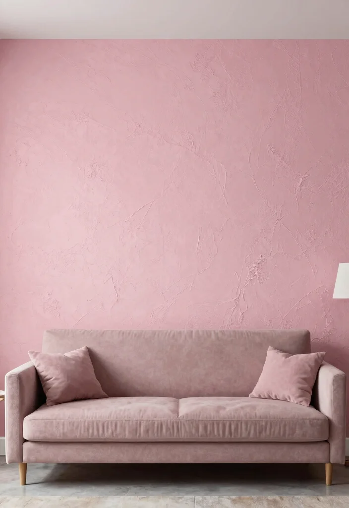 15 Pink Living Room Walls Ideas: Soft Bold Personality - 6. Textured Wall Treatments 1
