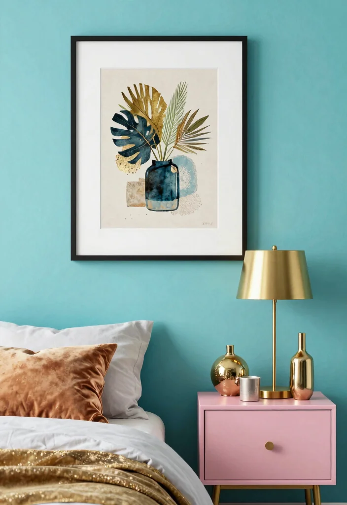 15 Pink and Turquoise Bedroom Ideas: Playful Fresh Contrast - 11. Incorporating Metallics 1