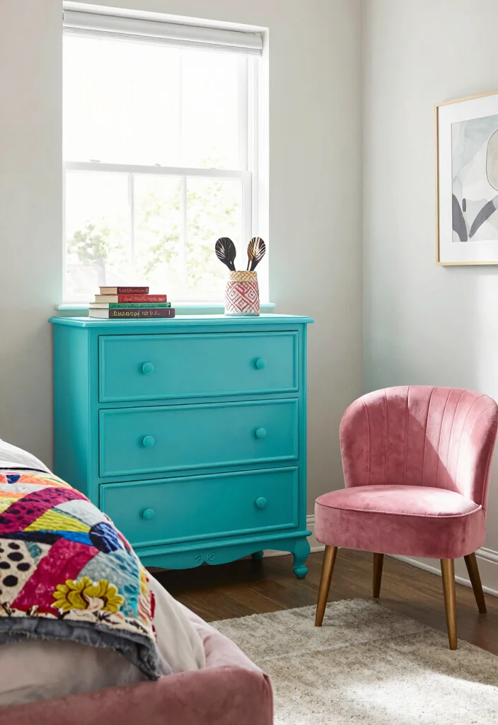 15 Pink and Turquoise Bedroom Ideas: Playful Fresh Contrast - 5. Statement Furniture Pieces 1