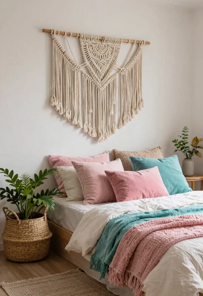 15 Pink and Turquoise Bedroom Ideas: Playful Fresh Contrast - 9. Bohemian Touches 1