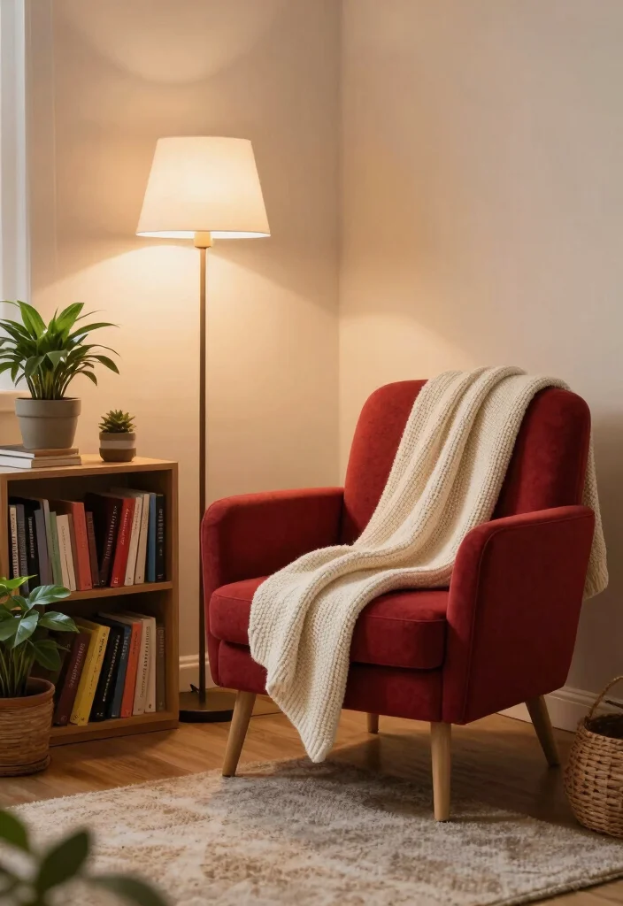 15 Red Chairs Living Room Decor Ideas for Statement Seating - 3. Cozy Reading Nook 1