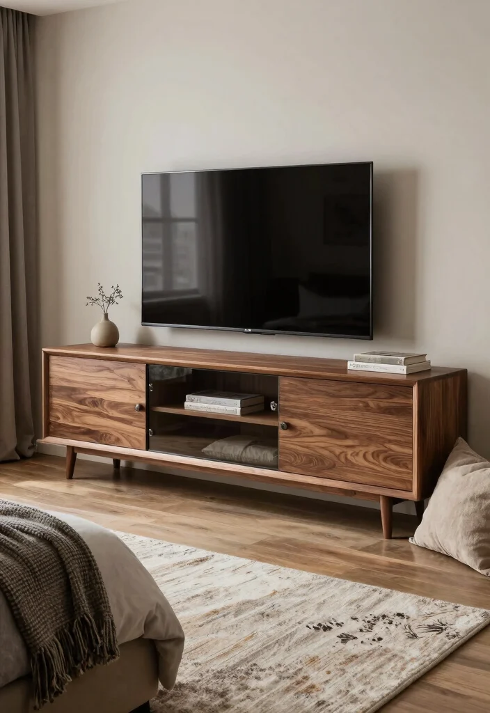15 Small TV Unit Design Modern Bedroom Ideas Sleek Solutions - 15. Incorporate Textures 1