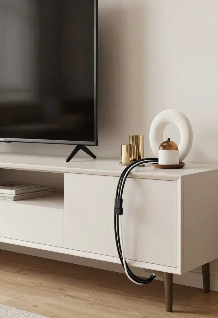 15 Small TV Unit Design Modern Bedroom Ideas Sleek Solutions - 6. Stylishly Hide the Wires 1