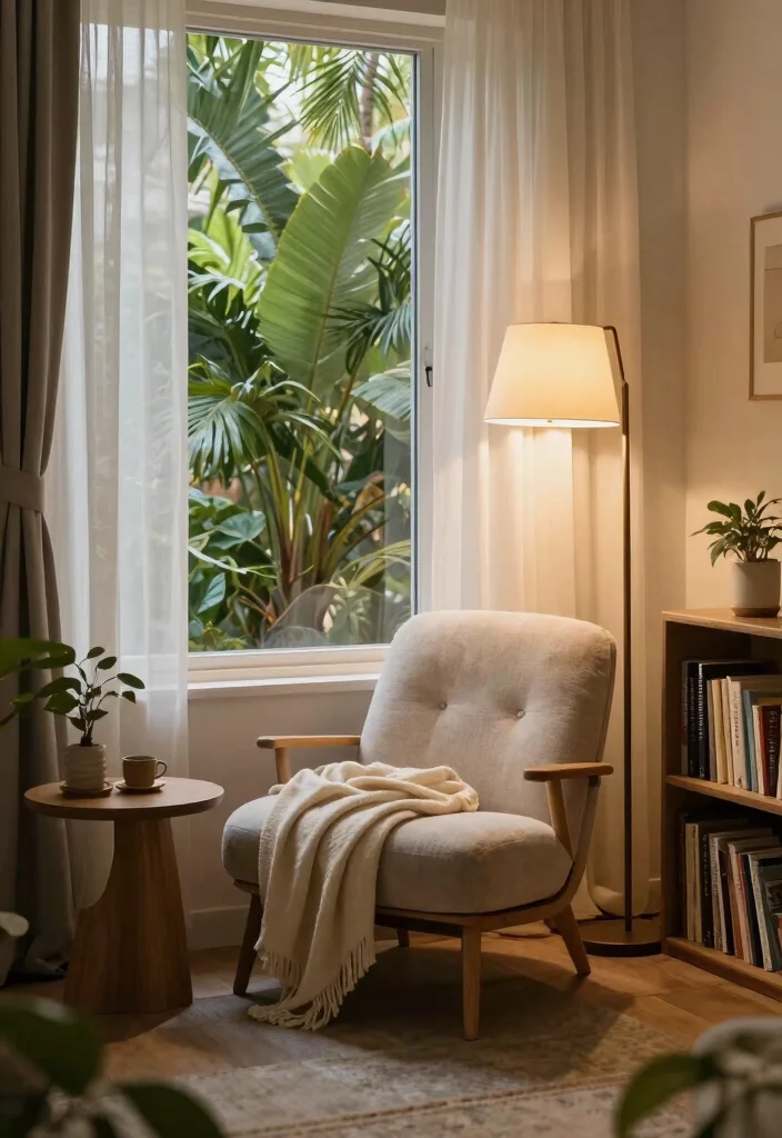 15 Tropical Room Ideas for Breezy, Relaxed Vibes - 8. Comfortable Reading Nook 1