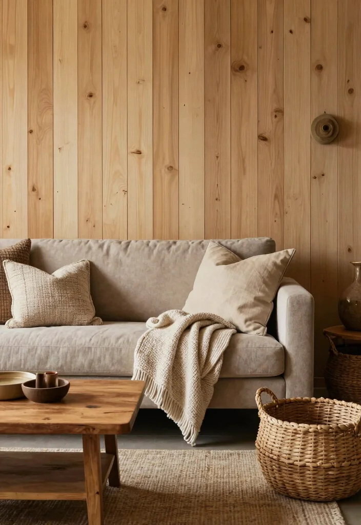 15 Vertical Shiplap Wall Living Room Ideas Tall Textured Style - 14. Layering Textures 1
