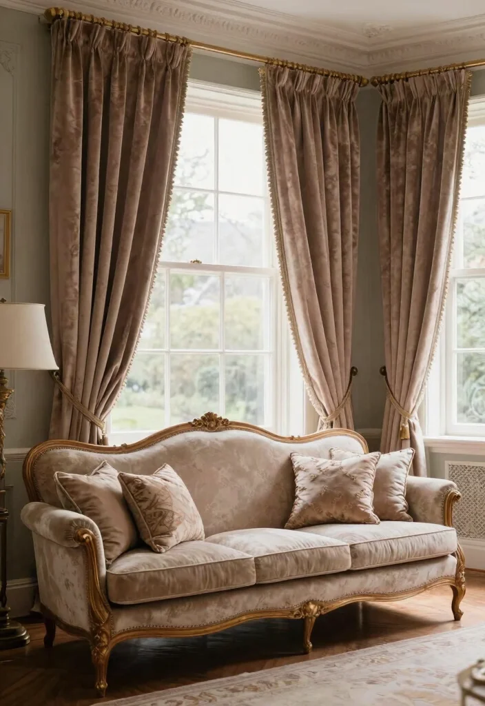 15 Victorian Sofa Living Room Ideas: Elegant Vintage Charm - 14. Elegant Curtains 1