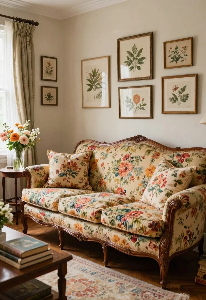 15 Victorian Sofa Living Room Ideas: Elegant Vintage Charm - 2. Floral Upholstery 1