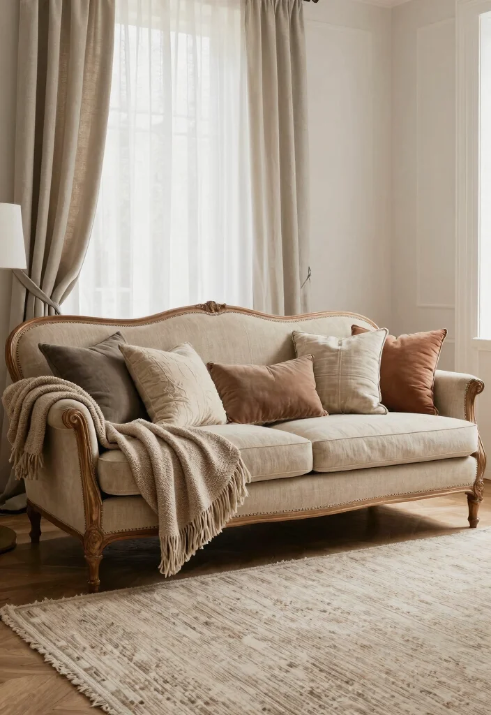 15 Victorian Sofa Living Room Ideas: Elegant Vintage Charm - 4. Layered Textures 1