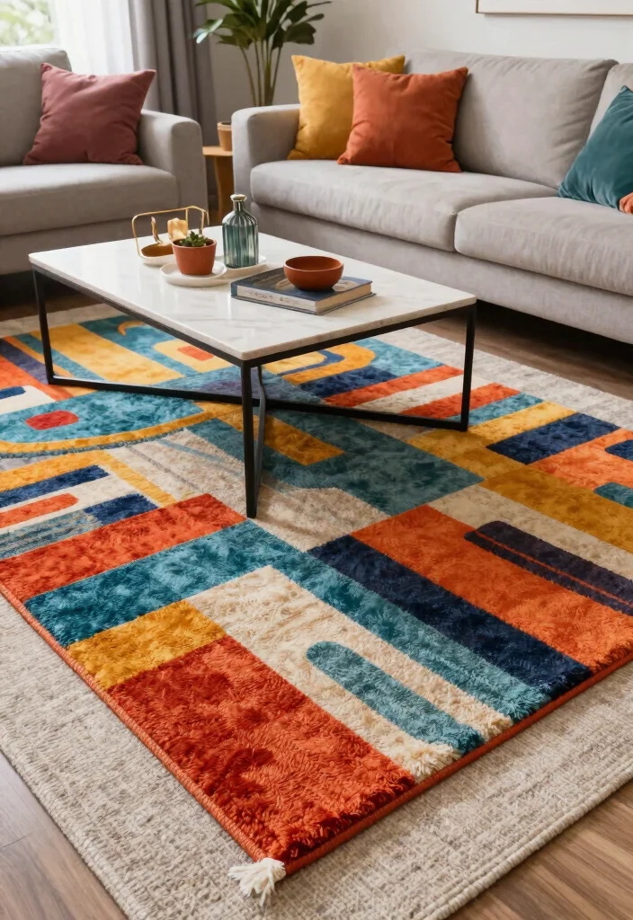 16 Amazon Living Room Decor Ideas: Affordable Stylish Finds - 15. Funky Throw Rugs 1