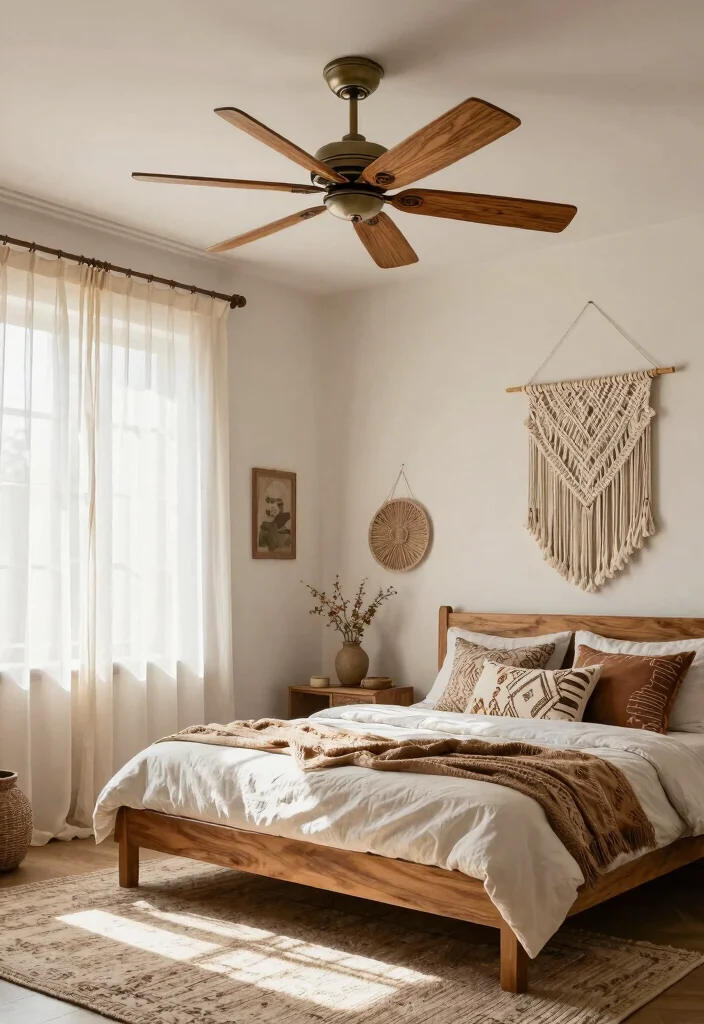 16 Bedroom With Ceiling Fan Ideas: Comfort Meets Style - 1. Rustic Wooden Ceiling Fan 1