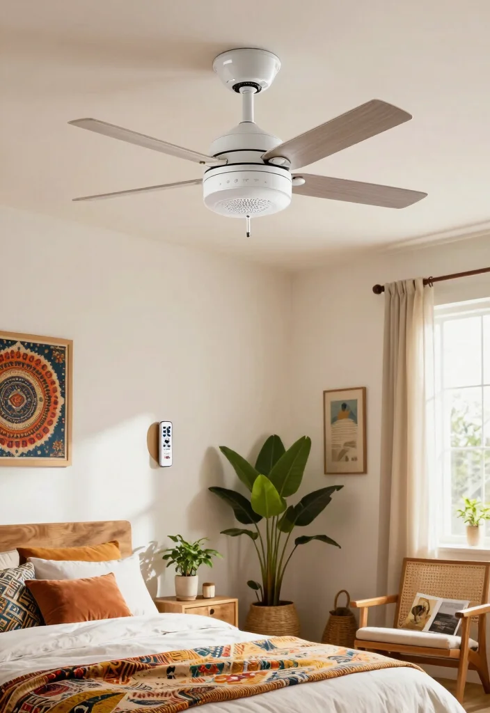 16 Bedroom With Ceiling Fan Ideas: Comfort Meets Style - 10. Ceiling Fan with Remote Control 1