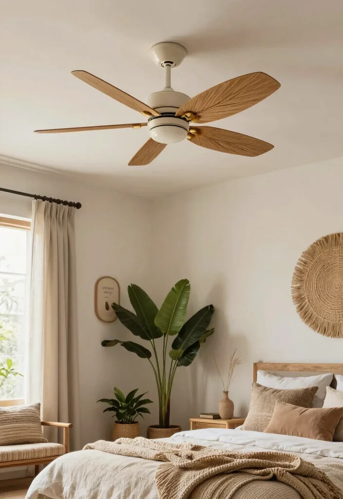 16 Bedroom With Ceiling Fan Ideas: Comfort Meets Style - 12. Nature-Inspired Ceiling Fan 1