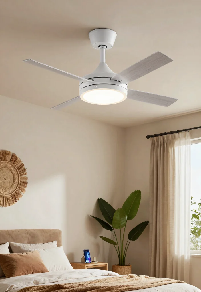 16 Bedroom With Ceiling Fan Ideas: Comfort Meets Style - 14. Smart Ceiling Fans for Modern Living 1