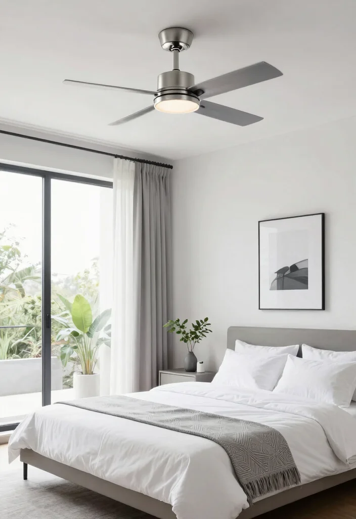 16 Bedroom With Ceiling Fan Ideas: Comfort Meets Style - 3. Modern Minimalist Ceiling Fan 1
