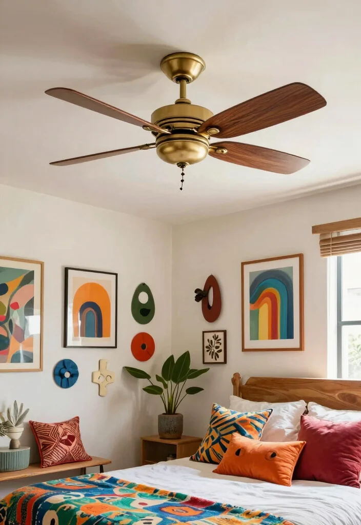 16 Bedroom With Ceiling Fan Ideas: Comfort Meets Style - 6. Artistic Ceiling Fan Alternatives 1