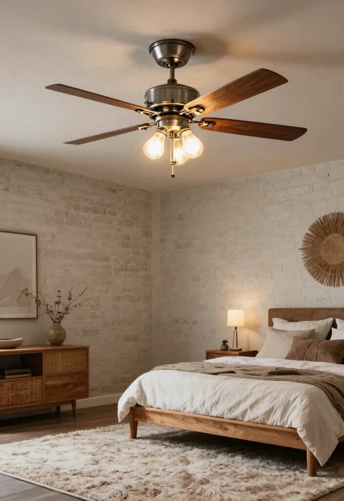 16 Bedroom With Ceiling Fan Ideas: Comfort Meets Style - 7. Industrial Style Ceiling Fan 1