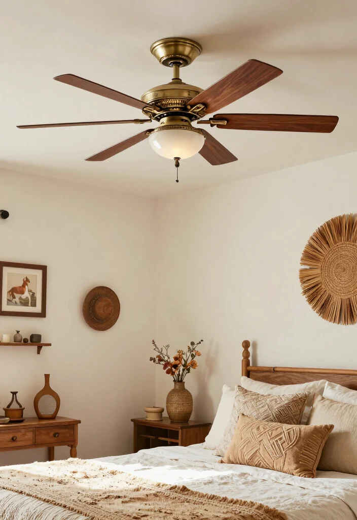 16 Bedroom With Ceiling Fan Ideas: Comfort Meets Style - 9. Vintage-Inspired Flush Mount Fan 1