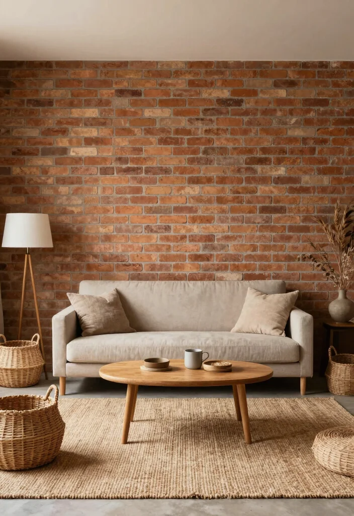 16 Brick Accent Wall Living Room Ideas: Rustic Modern Texture - 10. Warm and Earthy Tones 1