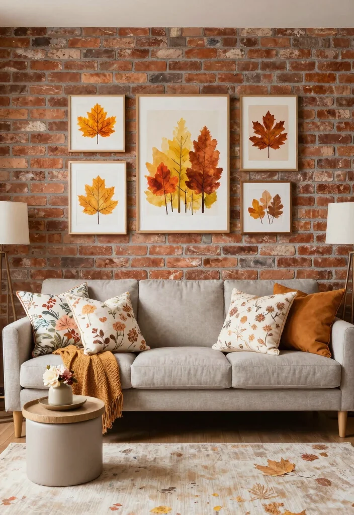 16 Brick Accent Wall Living Room Ideas: Rustic Modern Texture - 15. Seasonal Decor Swap 1
