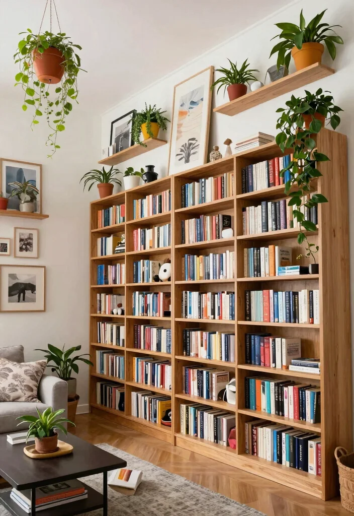 16 Cozy Sofa Living Room Ideas: Soft Inviting Comfort - 15. Utilize Vertical Space for Decor 1